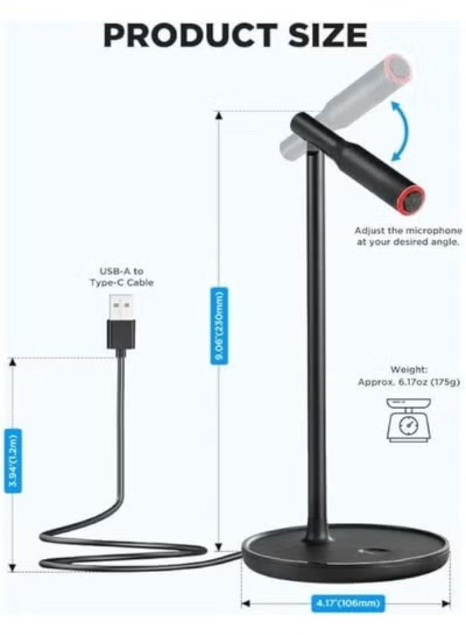 USB to Type-C Microphone with Adjustable Stand Holder – Multi-Device Recording - Image 3