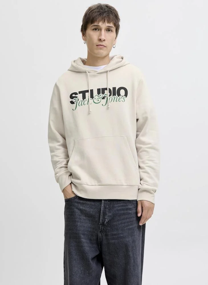 JACK & JONES Text Print Pullover Hoodie