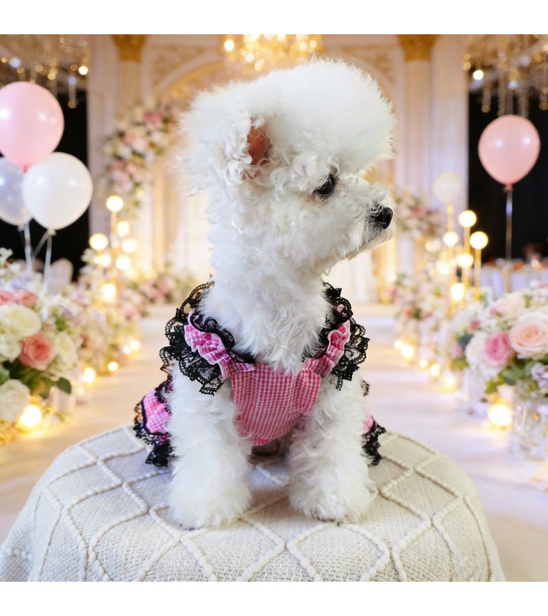 Pink Lace Ruffled Bow Princess Dress Dog Ballet Skirt For Small Puppies And Cats XS - Image 4