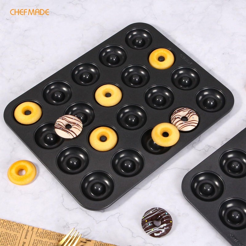 chefmade Donut Pan, Nonstick 20 Cavity Mini Ring Doughnut Baking Pan - Image 5