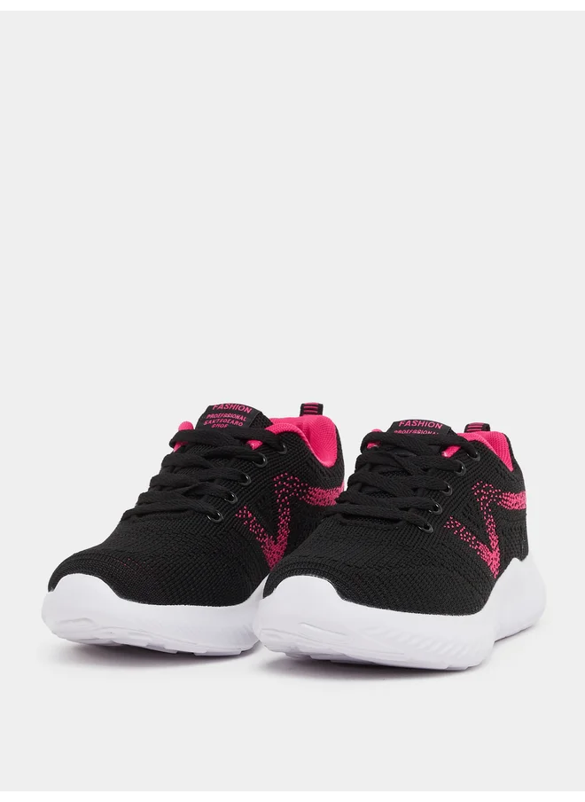 ستايلي Styli Textured Lace Up Running Shoes