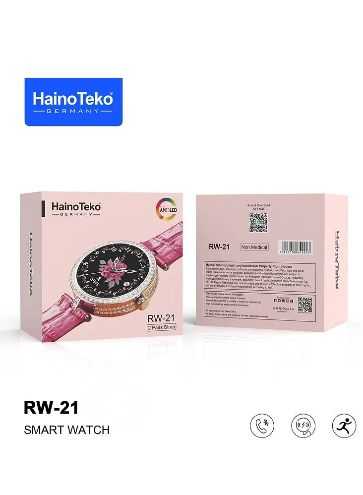 Haino Teko Germany RW-21 Ladies Smart Watch HD Display With Two Stylish Straps - Image 2