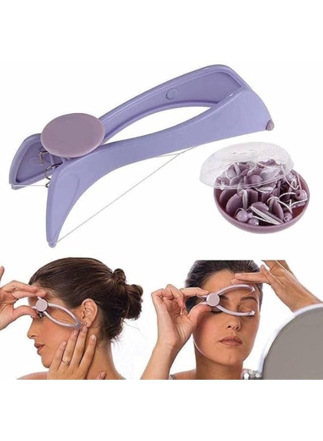 جهاز إزالة الشعر بالخيط للوجه والجسم – آلة تشذيب الحواجب والخدود والذقن للسيدات – أداة خيط احترافية لإزالة الشعر الزائد بسهولة ودقة (لون بنفسجي) - Image 3