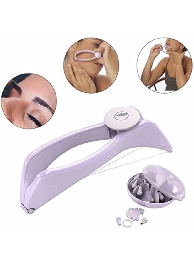 جهاز إزالة الشعر بالخيط للوجه والجسم – آلة تشذيب الحواجب والخدود والذقن للسيدات – أداة خيط احترافية لإزالة الشعر الزائد بسهولة ودقة (لون بنفسجي) - Image 5