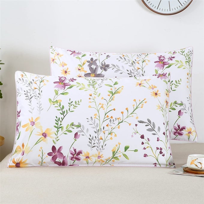 YOU SA FARMHOUSE FLORAL DESIGN PILLOW COVERS COLORFUL FLOWERS PRINT PILLOWCASES LONG STAPLE COTTON PILLOW COVERS SET OF 2 STANDARDCOLOR15