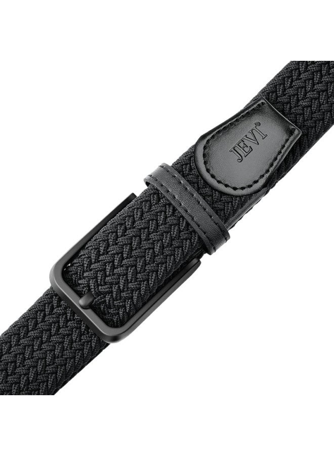 Jevi No-Hole No-Drill Men'S Woven Belt, Elastic Canvas Belt For Women, Korean Style Versatile Student Trouser Belt, Black, 110Cm - Image 1