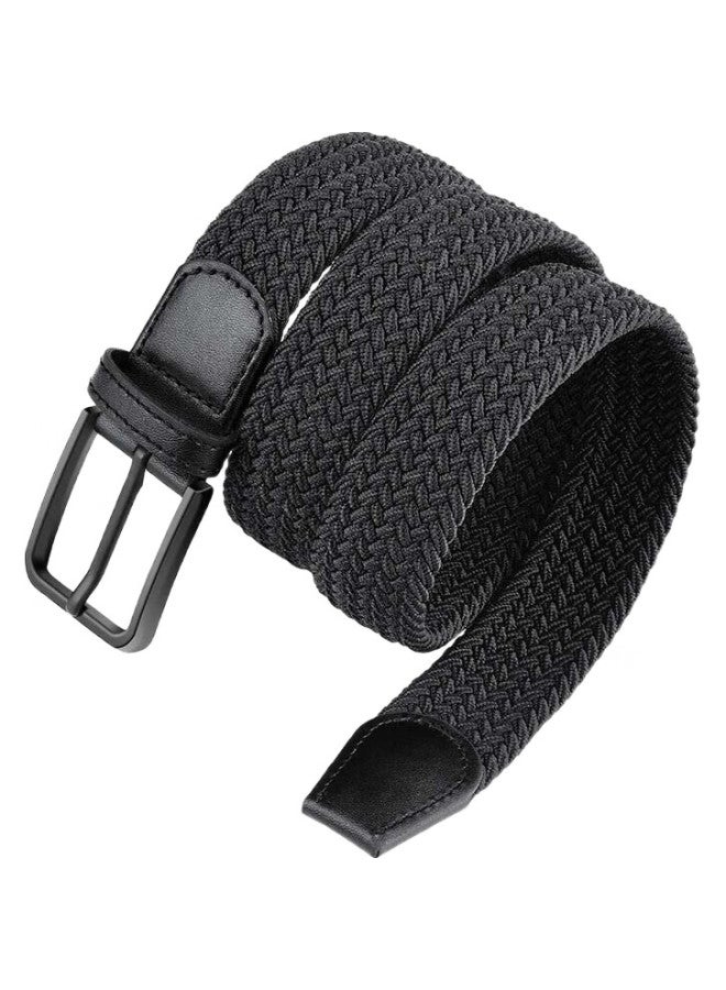 Jevi No-Hole No-Drill Men'S Woven Belt, Elastic Canvas Belt For Women, Korean Style Versatile Student Trouser Belt, Black, 110Cm - Image 2