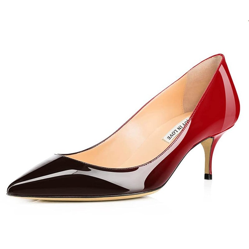 JOY IN LOVE Women's Shoes Low Heels Pointy Toe Kitten Heel Daily Pumps Red Black 7 US - Image 1