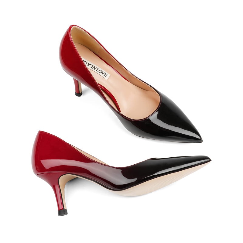 JOY IN LOVE Women's Shoes Low Heels Pointy Toe Kitten Heel Daily Pumps Red Black 7 US - Image 5