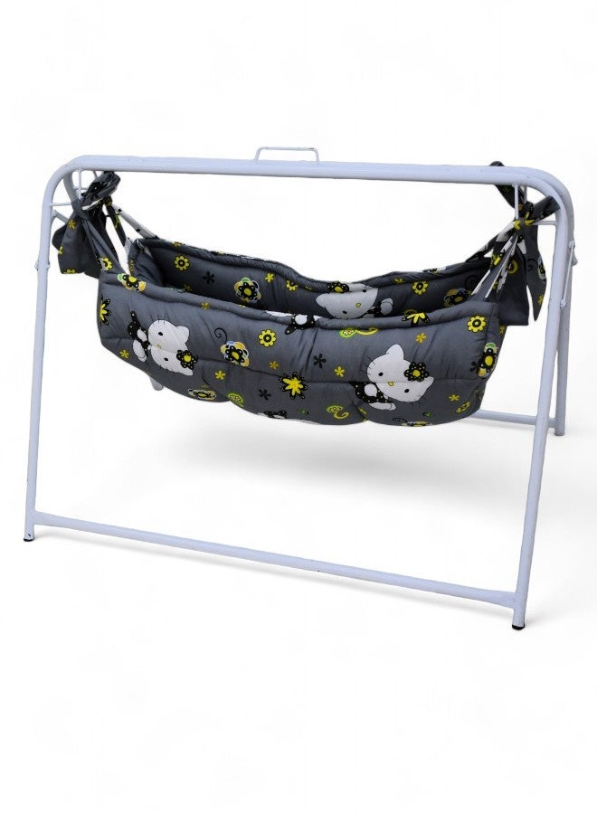 RIVAL Traditional Jizani Baby Rocking Cradle with Heavy-Duty Metal Frame & Padded Fabric - Image 3