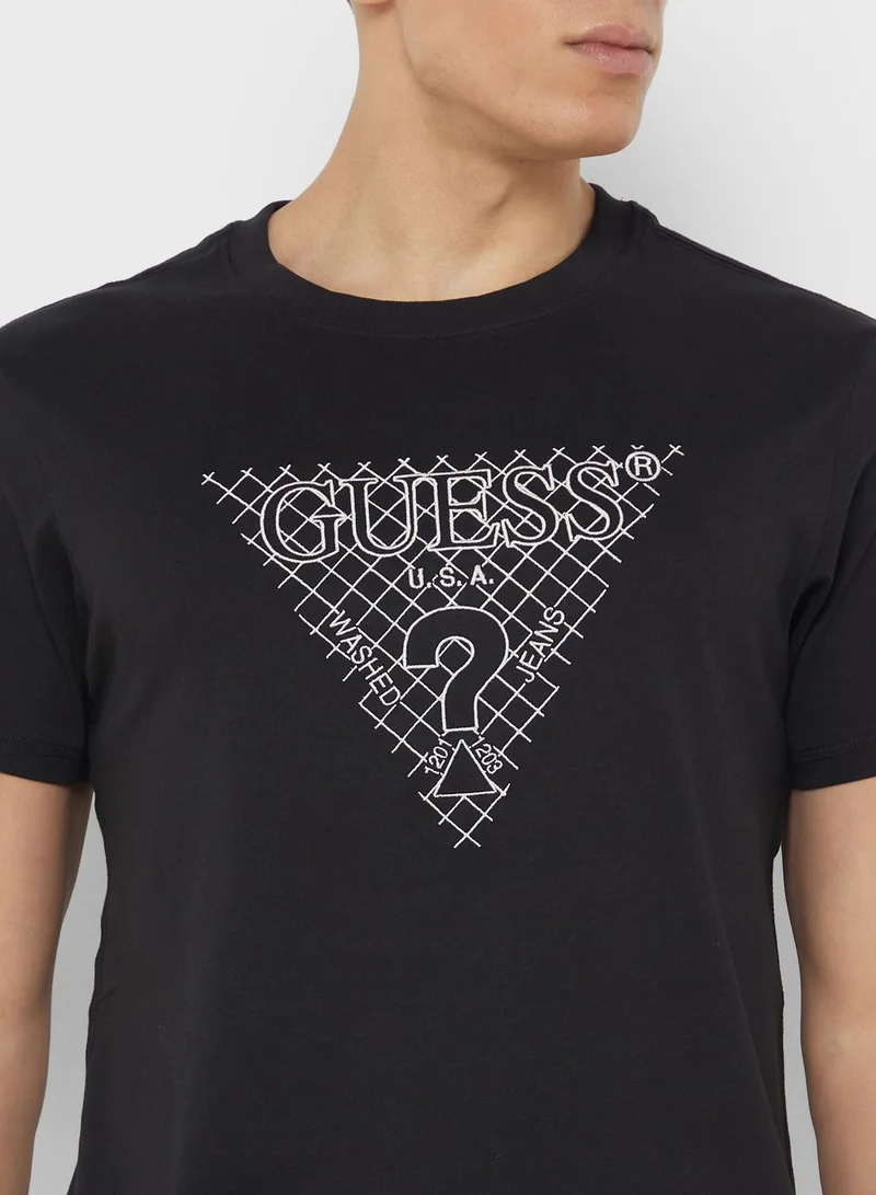GUESS Logo Printed Crew Neck T-Shirt