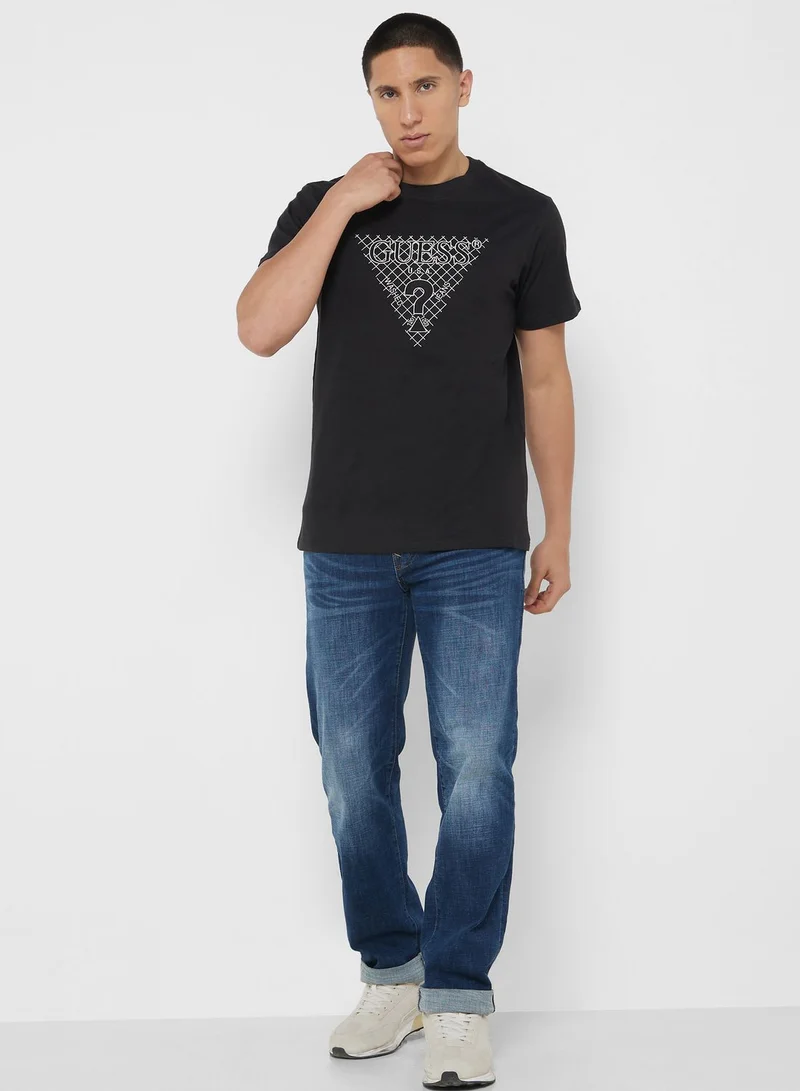 GUESS Logo Printed Crew Neck T-Shirt