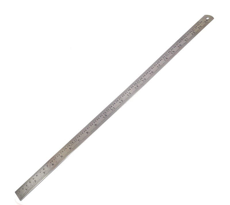 Shuban Ruler Double Side Measuring Scale Mark Ruler Tool for Office, Woodworking Engineering, Architects,Students (Stainless Steel Scale -60 cm-2 feet-2 Pieces)(Thickness 1.4 mm) - Image 1