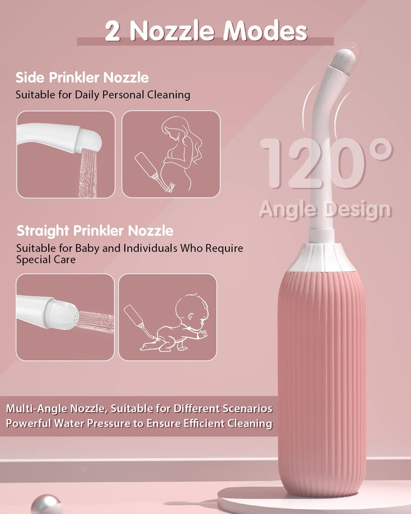 Electomania 500Ml Plastic Retractable Handheld Bidet Portable Of Antislip, Matt Finish, Bidet Angled Nozzle Spray With Travel Bag (Light Pink ) - Image 2