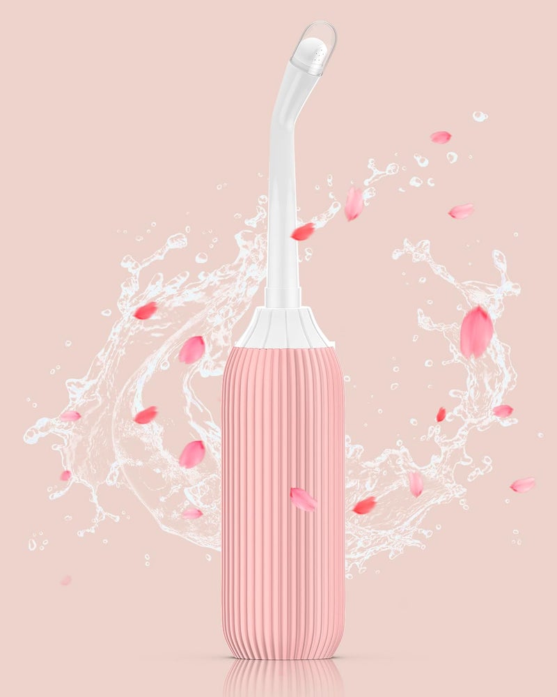 Electomania 500Ml Plastic Retractable Handheld Bidet Portable Of Antislip, Matt Finish, Bidet Angled Nozzle Spray With Travel Bag (Light Pink ) - Image 1