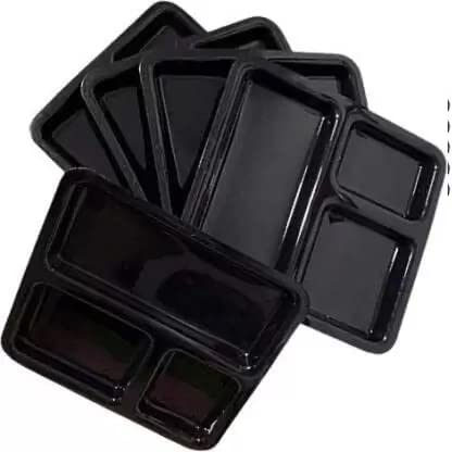 Coolkart Pack of 24 Plastic Microwave Safe Unbreakable Plastic pav bhaji Plate 9 inch Dinner Set Black Microwave Safe - Image 2