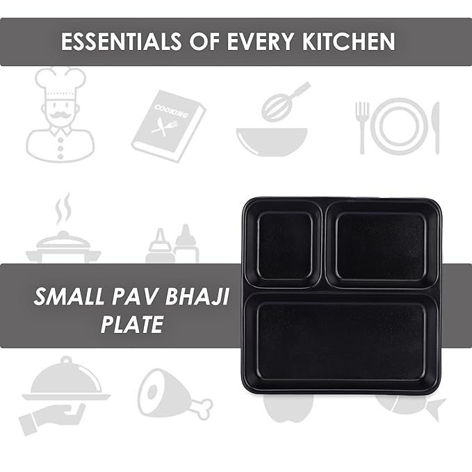 Coolkart Pack of 24 Plastic Microwave Safe Unbreakable Plastic pav bhaji Plate 9 inch Dinner Set Black Microwave Safe - Image 4