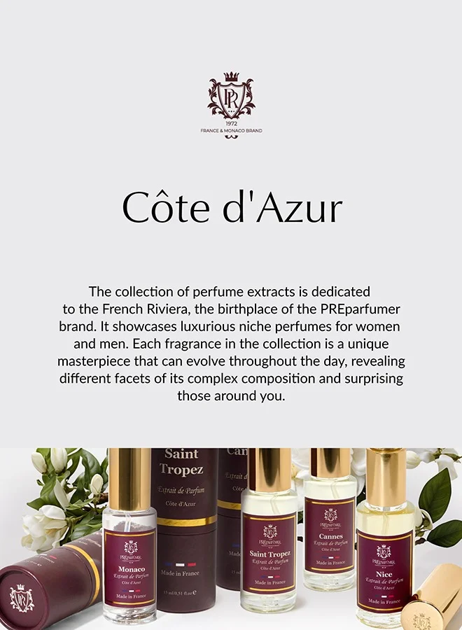 PREPARFUMER From France Extrait de Parfum Monaco for Women- Woody and Spicy Fragrance - Long Lasting Luxury Perfume, 15 ml