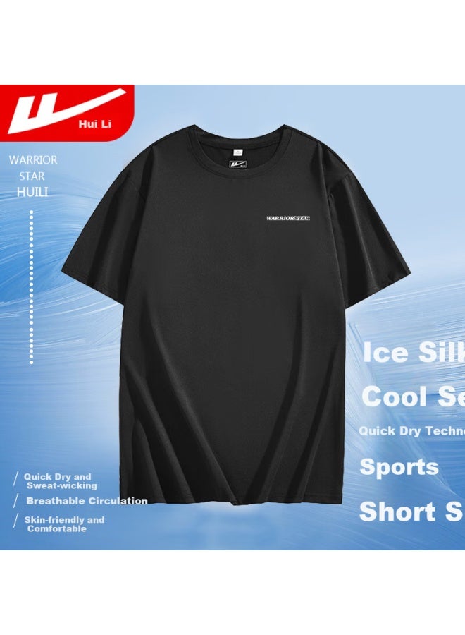 Pull Back Warrior Short Sleeve T-shirt Men's Summer Ice Silk Breathable Quick-drying Casual Fitness Sports Running Top Men - Image 1