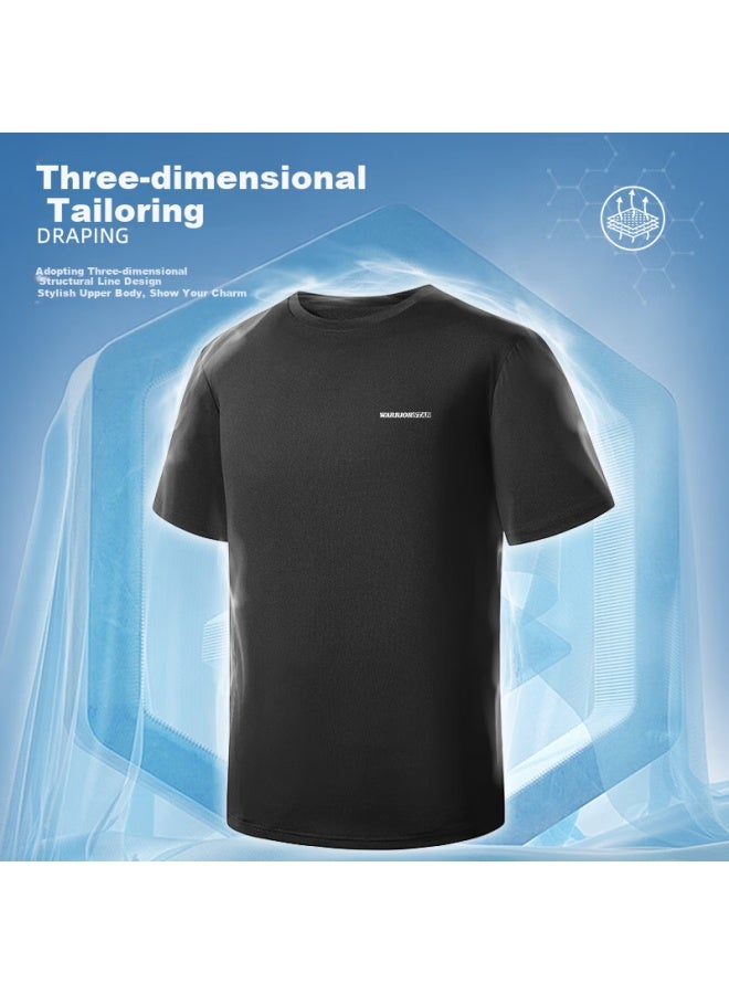Pull Back Warrior Short Sleeve T-shirt Men's Summer Ice Silk Breathable Quick-drying Casual Fitness Sports Running Top Men - Image 3