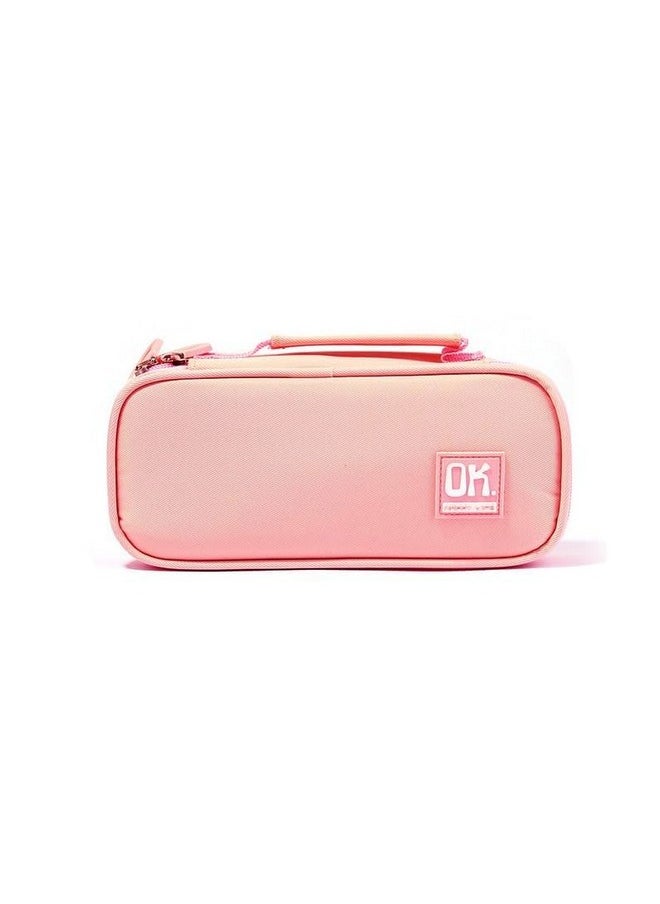 DD RETAILS DD RETAILS Creative Large-Capacity Pencil Pouch, Pencil Case with Multiple Compartments and Carry Handle, Ok Pen & Pencil Pouch for School Supplies for Boys & Girls (Pack of 1) (Pink)  - Image 1