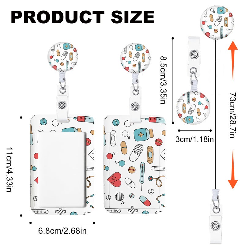 NICCCARD 3 Set Body&Heart ID Badge Holder with Clip Badge Reels Retractable Heavy Duty,Keychainï¼ŒID Holder for School Nurse Office - Image 2