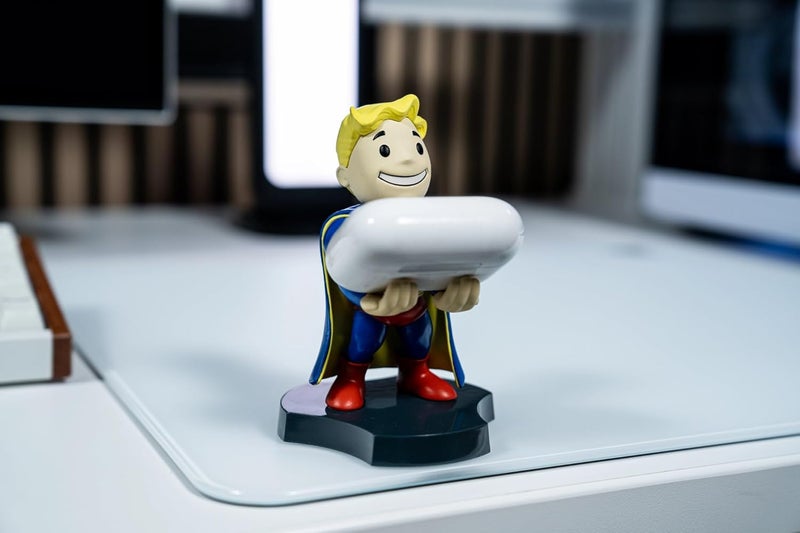 Cable Guys Kabelguys Minis Fallout Toughness Vault Boy Phone Stand & Headphone Holder - Novelty Phone Stand for Desk and Bedside, In ear Headphone Holder for Smartphone and Small Devices, Desk Decor Accessories - Image 2