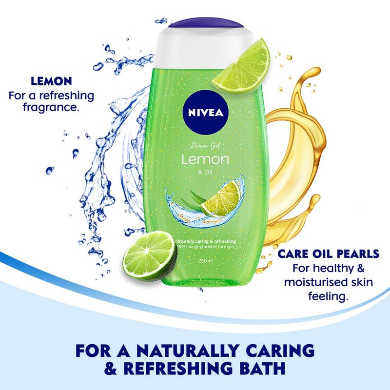 NIVEA Lemon and oil 500ml Body Wash Shower Gel with Scent of Lemon and Care Oil Pure Glycerin for Instant Soft Summer Fresh SkinMicroplastic Free Clean Healthy Moisturized Skin - Image 3