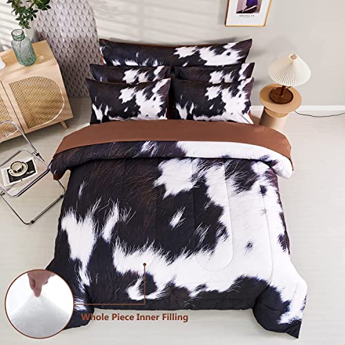 SUCSES Cow Print Bedding Comforter Set Full Size 8 Pieces Western Farmhouse Wrangler Bedding Set Highland Rustic Bed in A Bag Bed Set with Sheets for Boys(Cow Fur Pattern, Full) - Image 3