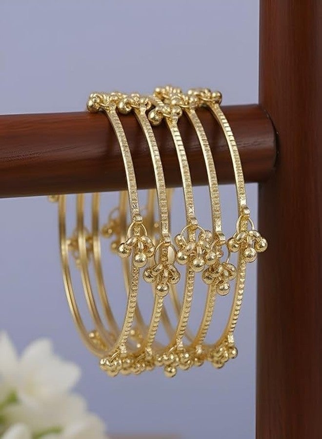 Aro Art طقم أساور غونغرو هندية تقليدية من آرو آرت للنساء، مطلية بالذهب، قابلة للتكديس، 4 قطع، مقاس 2.6 - Image 5