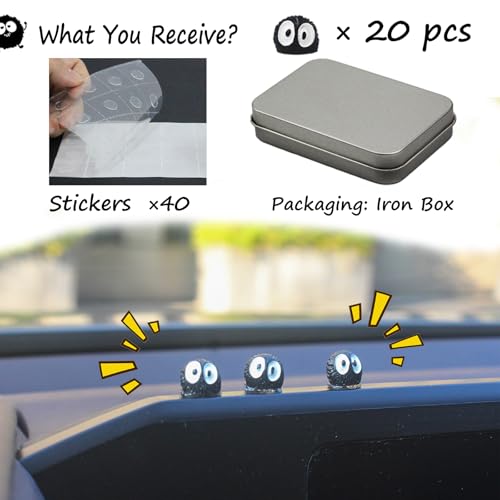 Mevodeata 20 Pcs Cute Soot Sprite Car Decor Rearview Mirror Accessories Cute Decor for Car Home and Office Gifts - Image 3