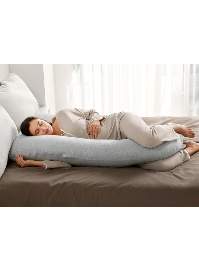 Y&D Pregnancy Pillows for Sleeping, U Shaped Full Body Maternity Pillow with Removable Cover - Support for Back, Legs, Belly, HIPS for Pregnant Women, 57 Inch Pregnancy Pillow for Women, Grey-Hatha Grey - Image 2