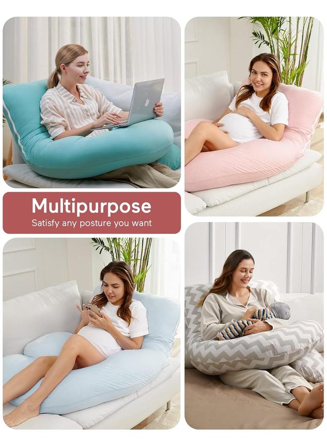 Y&D Pregnancy Pillows for Sleeping, U Shaped Full Body Maternity Pillow with Removable Cover - Support for Back, Legs, Belly, HIPS for Pregnant Women, 57 Inch Pregnancy Pillow for Women, Grey-Hatha Grey - Image 4