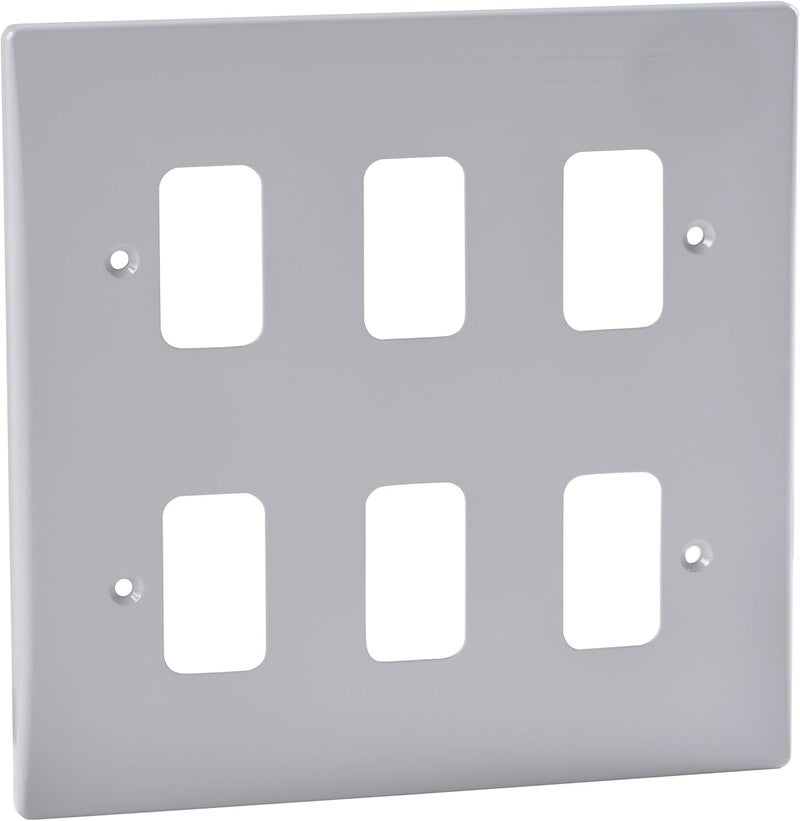 Schneider Electric 6 Gang Moulded Front Plate - White