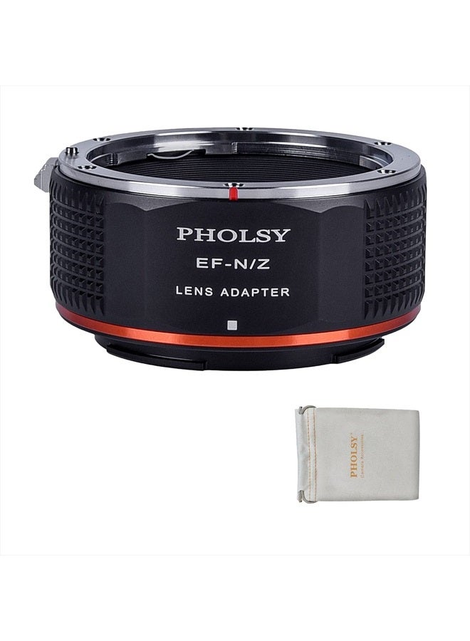 PHOLSY Lens Mount Adapter Manual Focus for Canon EOS EF Mount Lens to Nikon Z Mount Camera Body Compatible with Nikon Z fc, Z30, Z9, Z8, Z6, Z7, Z5, Z50, Z6II, Z7II, EF to Nikon Z, EOS to Nikon Z - Image 1