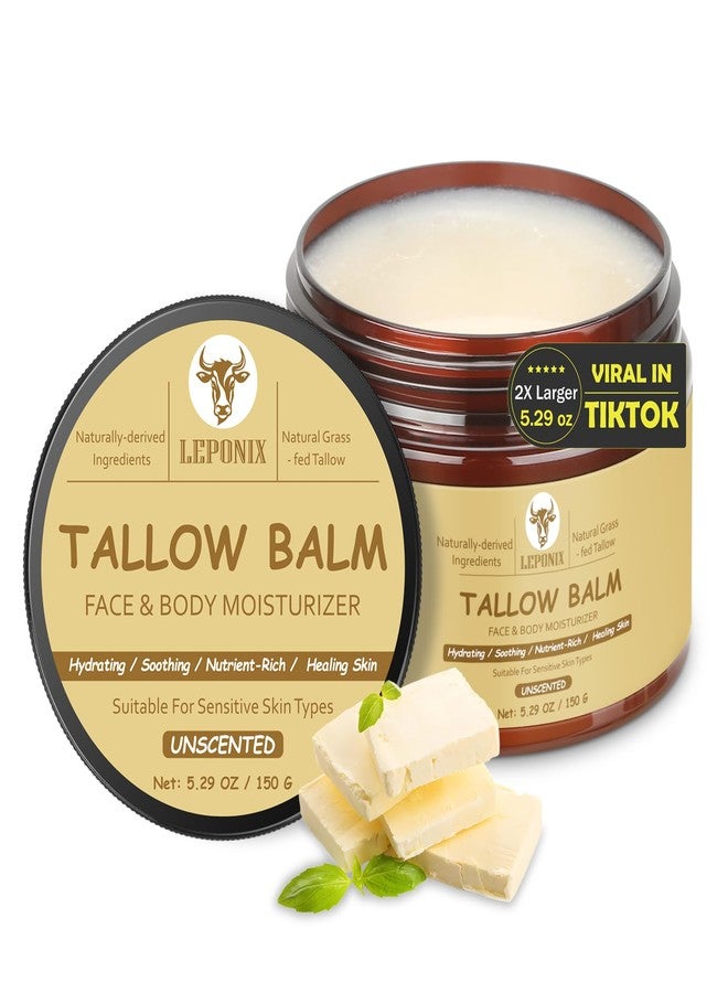 LEPONIX Beef Tallow for Face (5.29 Oz | 100% Grass-Fed Beef Tallow Balm for Dry & Sensitive Skin - Organic Beef Tallow for Skin - Tallow Face Moisturizer - Deep Hydration & Soothing Relief (Unscented - Image 1