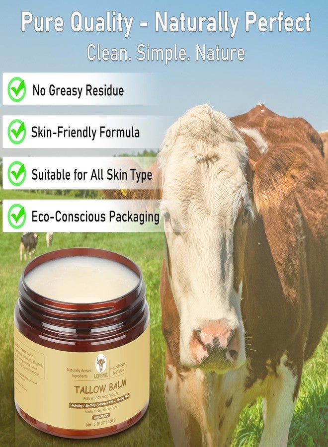 LEPONIX Beef Tallow for Face (5.29 Oz | 100% Grass-Fed Beef Tallow Balm for Dry & Sensitive Skin - Organic Beef Tallow for Skin - Tallow Face Moisturizer - Deep Hydration & Soothing Relief (Unscented - Image 5