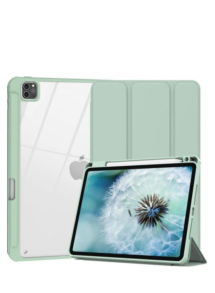 Protective Case for iPad Air 13 inch M2 2024 with Pencil Holder, Compatible with iPad Pro 12.9 inch 6th/5th/4th/3rd Generation 2022/2021/2020/2018, Slim Clear Back Cover by Masten, green - Image 3