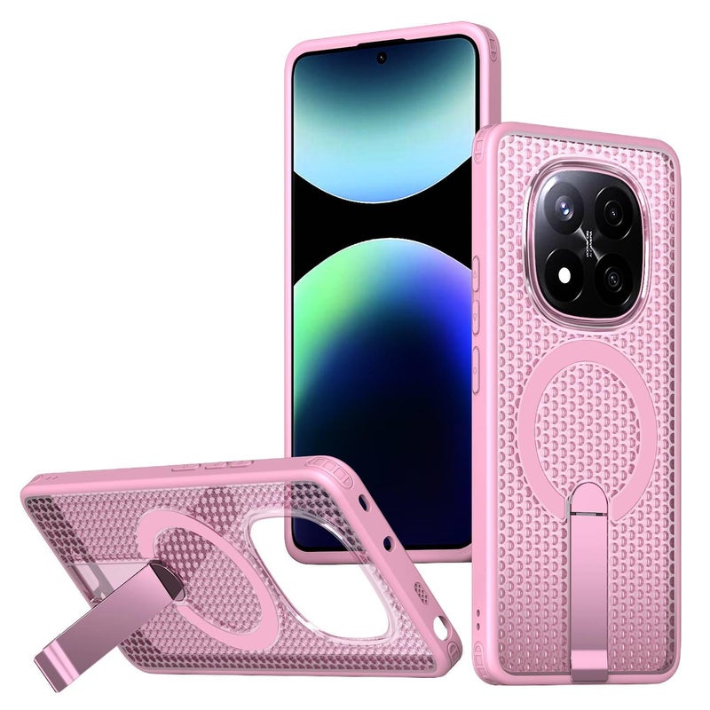غطاء MagSafe بPC لـ Redmi Note 14 مع حماية من السقوط وحامل قائم مع مقاوم للصدمات مع مغناطيسي مع تبديد الحرارة باللون أزرق داكن بوظيفة حامل باللون الأزرق باللون الأحمر - Image 5
