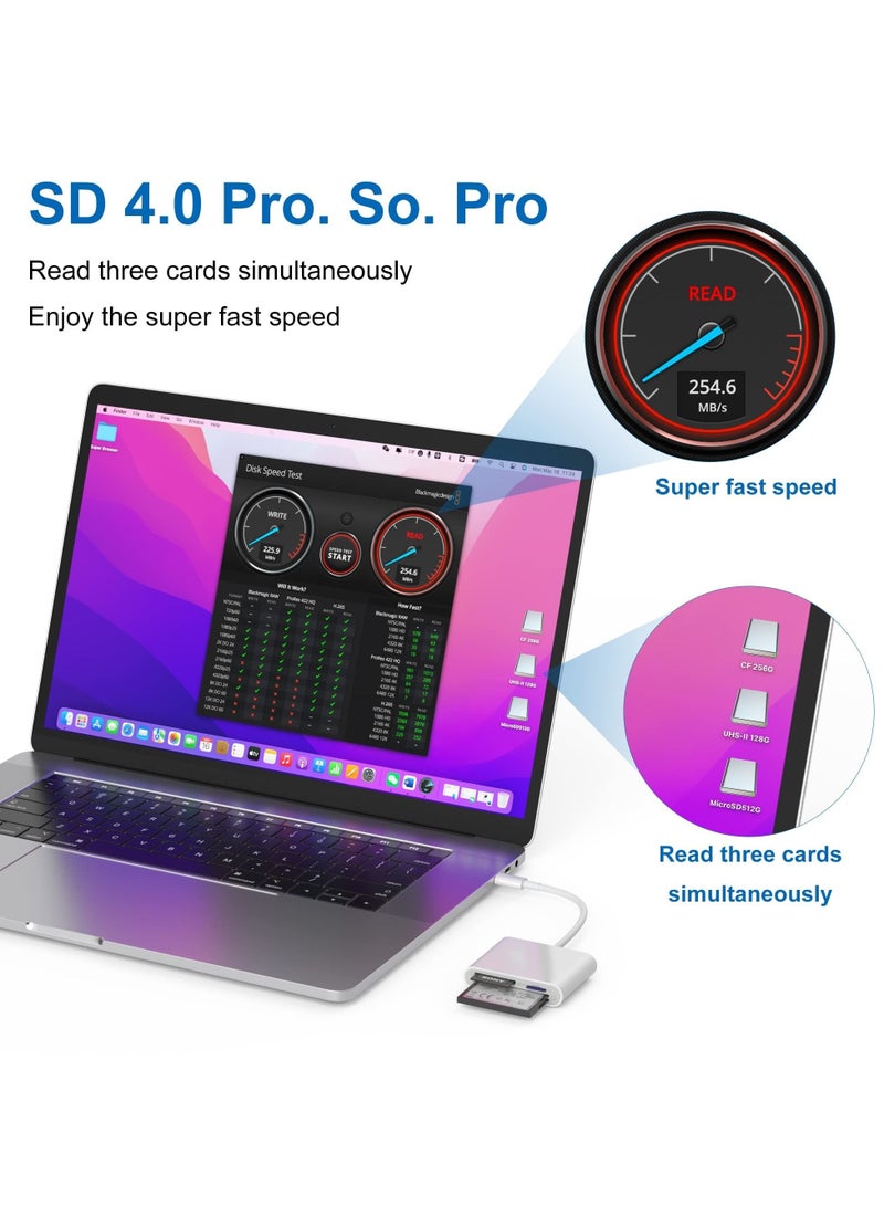 KASTWAVE 3 In 1 USB-C SD/TF/CF Card Reader, Multifunction Card Adapter - Image 3