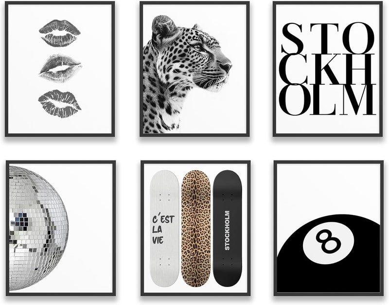 TwoDays Stockholm Style Room Decor for Women, Chic Trendy Wall Art for Living Room Aesthetic, Luxury Fashion Posters for Home Bedroom Apartment Dorm (8" X 10", Set of 6, UNFRAMED) - Image 1