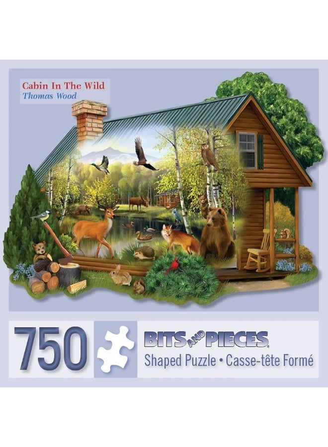 Bits and Pieces 750 Piece Jigsaw Puzzle for Adults Cabin in The Wild Forest Animals Jigsaw Puzzle by Artist Thomas Wood Completed Puzzle Size 20 x 27 - Image 2