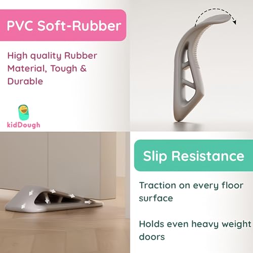KidDough Door Stopper Wedge for Baby Safety, Non Slip Rubber Door Stoppers with Powerful Gripping, Work on Any Surface, 2 Pieces - Image 3