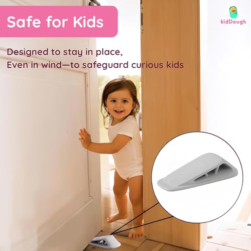 KidDough Door Stopper Wedge for Baby Safety, Non Slip Rubber Door Stoppers with Powerful Gripping, Work on Any Surface, 2 Pieces - Image 2