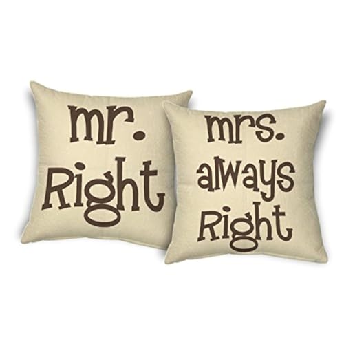 ShopMantra Mr. & Mrs. Always Right Printed Cushion Cover Buy one get one (Set of 2) Size 16 * 16 Inch - Image 1