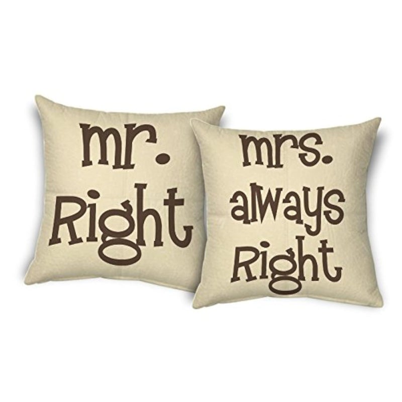 ShopMantra Mr. & Mrs. Always Right Printed Cushion Cover Buy one get one (Set of 2) Size 16 * 16 Inch - Image 2