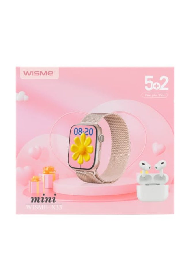 WISME Compact WISME X-33 Mini Smartwatch with Elegant Strap and True Wireless Earbuds for All-Day Connectivity, Health Tracking, and Entertainment - Image 3