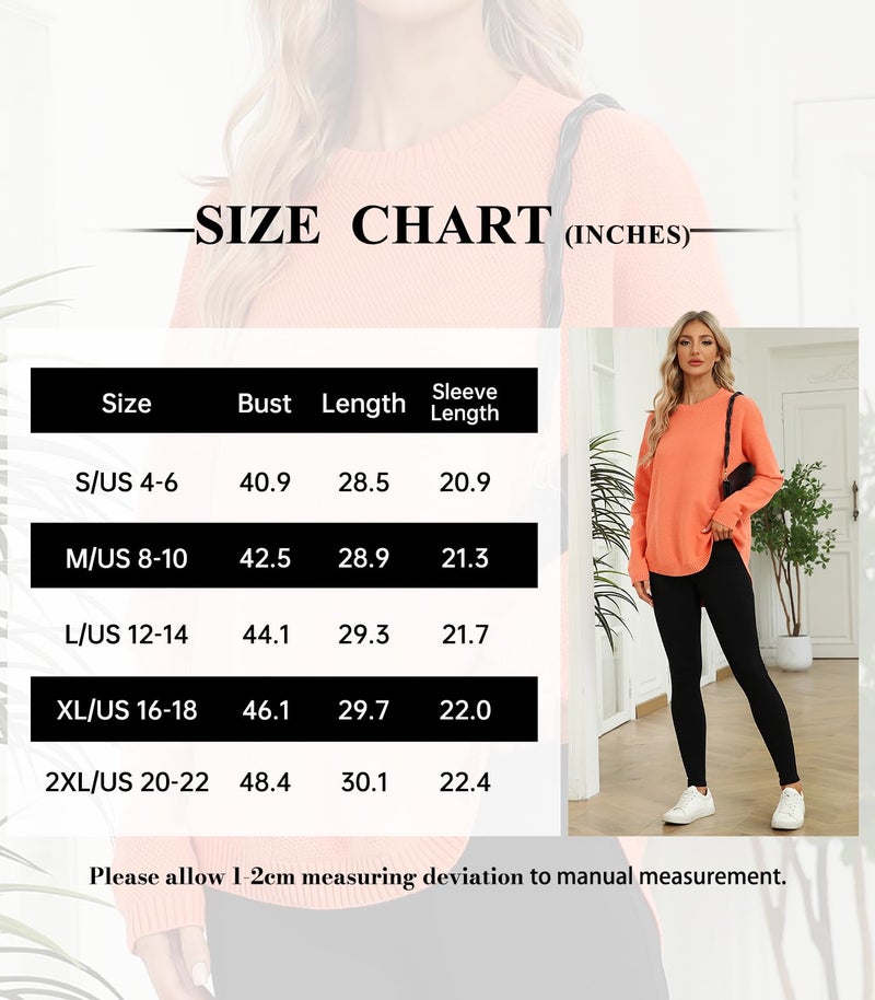 DB MOON Women Red Pullover Sweater 2026 Crewneck Loose Fit Soft and Stretchy Solid Sweaters for Women L - Image 4