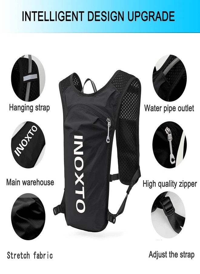 INOXTO Running Hydration Vest Backpack,Lightweight Insulated Pack with 1.5L Water Bladder Bag Daypack for Hiking Trail Running Cycling Race Marathon for Women Men (Black) - Image 2