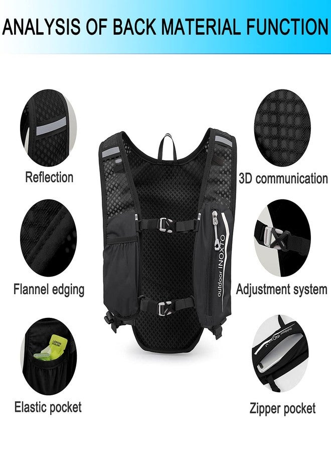 INOXTO Running Hydration Vest Backpack,Lightweight Insulated Pack with 1.5L Water Bladder Bag Daypack for Hiking Trail Running Cycling Race Marathon for Women Men (Black) - Image 3